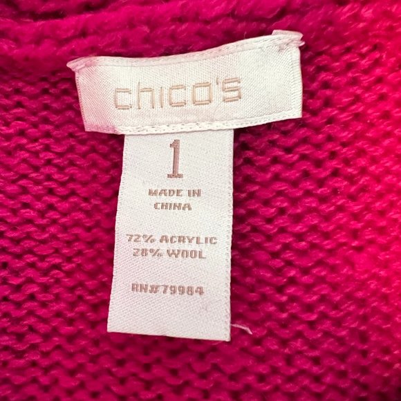 Chico's Raspberry Cowlneck Wool Sweater - Size 1 - Picture 4 of 4